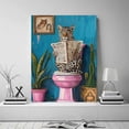 thumbnail image 2 of Mudket Framed Leopard on Toilet Reading Newspaper Canvas Wall Art, Funny Bathroom Wall Decor, Ready to Hang - 12"L x 8"W, 2 of 10