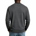 thumbnail image 4 of Leidass Mens Long Sleeve Contrasting Colors Striped Henley T-Shirt 3 Button V Neck for Men Daily Leisure And Casual Wear Scenario Dark Gray L, 4 of 6