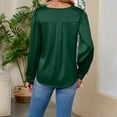 thumbnail image 6 of ATOYSOY Women's Casual Blouse Satin Loose Basic Tops Elegant Long Sleeve Shirts Winter Workout Fashion Solid Color Pullover Spring V Neck Button Sweatshirts Green L, 6 of 6