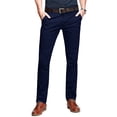 thumbnail image 1 of Pantalones Casuales Ajustados y Cónicos con Frente Plano para Hombre Azul Oscuro, 1 of 6