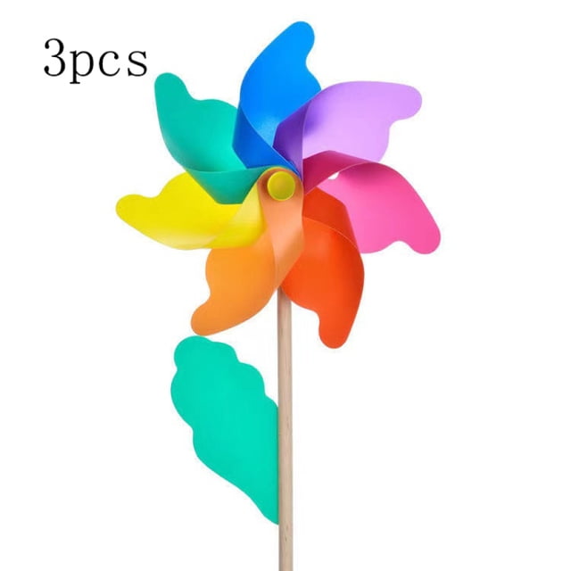 Molinos de viento coloridos para decoración de jardín al aire libre, molinos de viento preensamblados perfectos para fiestas infantiles, decoración de patio trasero exquisita y hermosa atemporal, 3