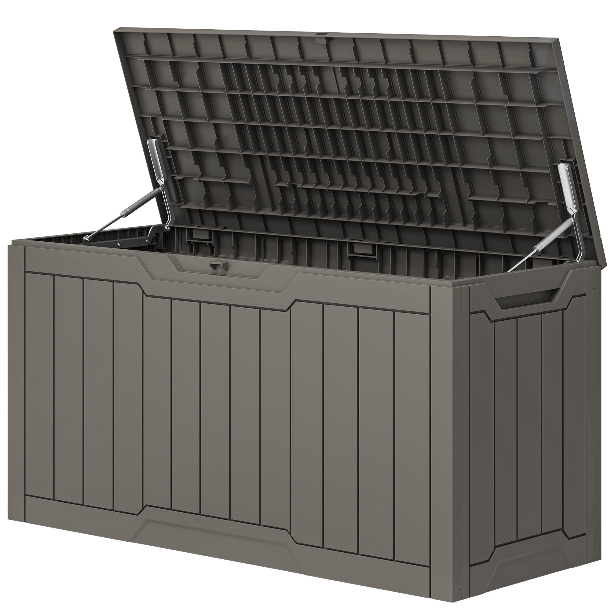 Uforic 80 Gallon Outdoor Resin Deck Box, Weather Resistant & Lockable Storage Container for Indoor Outdoor Patio, Garden, and Home Essentials,Light Brown