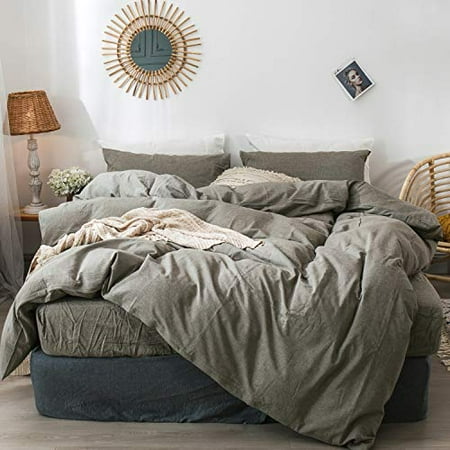 Moomee Duvet Cover Set Washed Cotton Soft Fluffy Linen Like