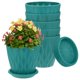 thumbnail image 1 of Uxcell 6-Set Small Nursery Pots, 4 inch Plastic Water Ripple Flower Pots Planters with Drainage Holes and Saucers [Azul Profundo], 1 of 6