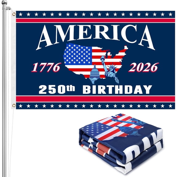 250 Anniversary USA Flag - 2x3 Ft Double Sided 3 Layers Patriotic Flags - 4th of July Decorations Independence Day 250th Anniversary American Flag for Indoor Outdoor Decoration(B)