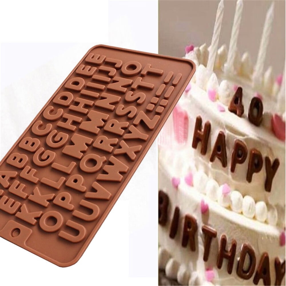 JDEFEG Valentines Silicone Molds Cookie Silicone Candy Ice 1Letter Cake  Crafts Mould 26 Chocolate Cake Mould Aluminum Baking Sheet Large Silica Gel  Red 