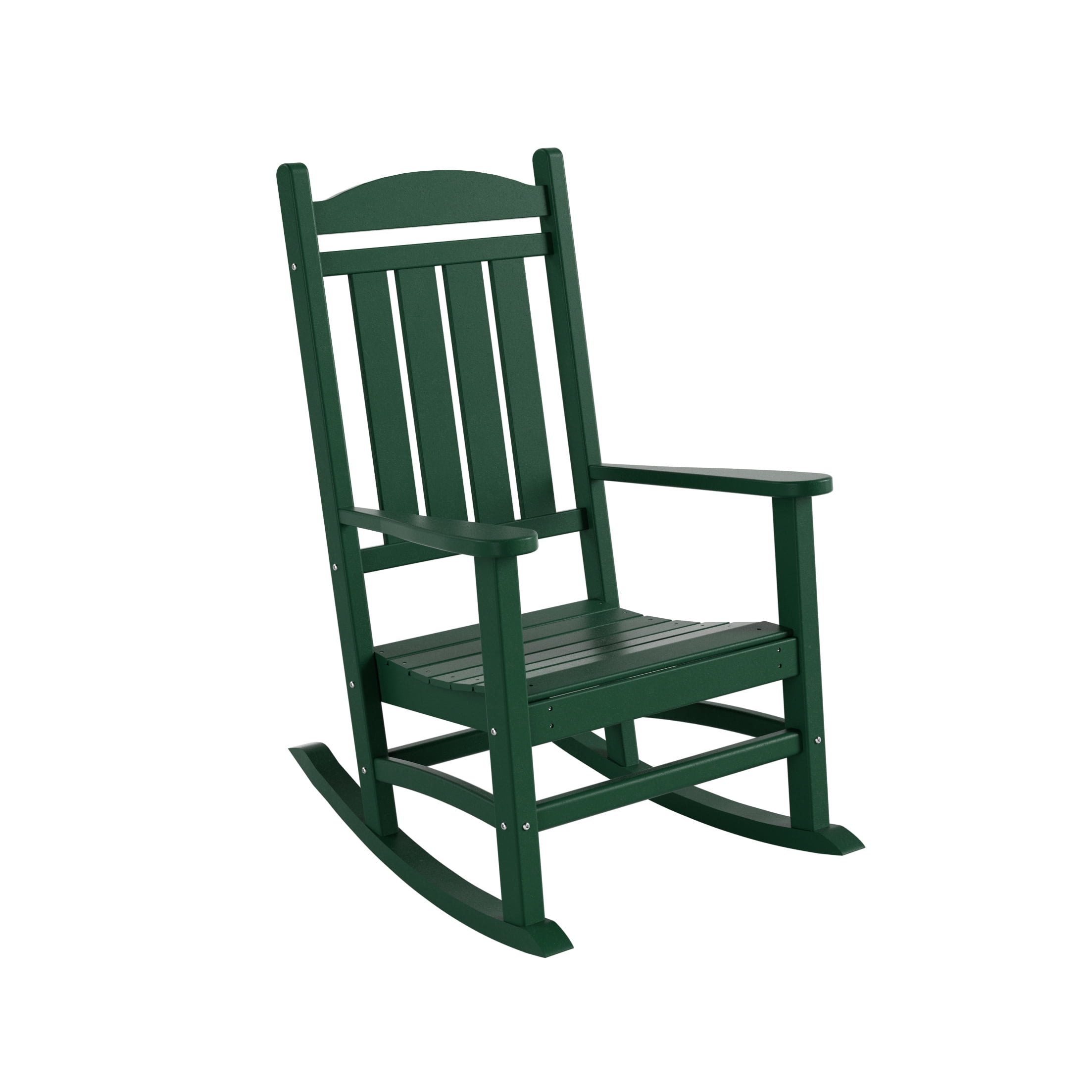 GARDEN Set of 2 Classic Plastic Adirondack Porch Rocking Chairs, Dark Green