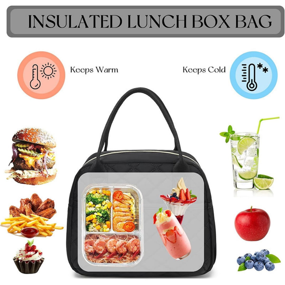 Insulated Lunch Bag Waterproof Oxford Diamond Quilted for Office School Travel
