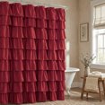 thumbnail image 4 of Seasonwood Ruffle Shower Curtain,Burgundy Fabric Bathroom Curtain for Farmhouse Style,72" x 72", 4 of 6