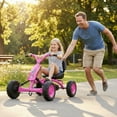 thumbnail image 2 of Gymax Go Kart for Kids 4 Wheel Toddler Ride On Pedal Car w/ Steering Handlebars Pink, 2 of 10