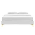 thumbnail image 6 of Platform Bed Frame, King Size, Velvet, White, Modern Contemporary Urban Design, Bedroom Master Guest Suite, 6 of 7