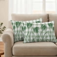 thumbnail image 2 of Green Flower Outdoor Waterproof Pillow Covers, Elegant Plaid Floral Lattice Botanical Decorative Rectangle Throw Pillowcase Sofa Cushion Sham for Patio/Couch/Chair, 20"x12" 2 Pack, 2 of 8