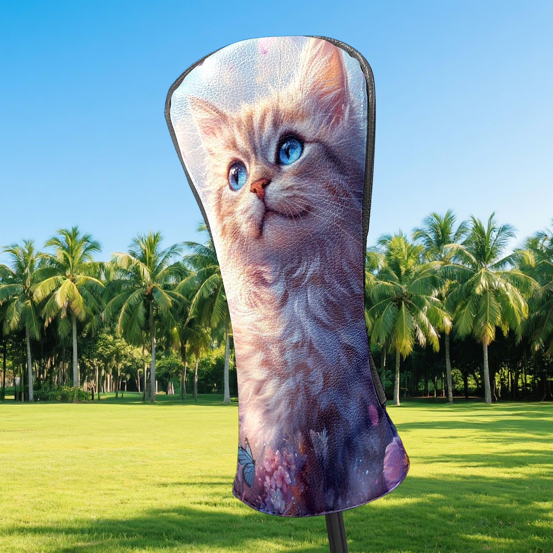 Golf Club Covers PU Leather Waterproof Head Covers for Fairway Woods Hybrids Dream Cat Unisex Fits Most Brands