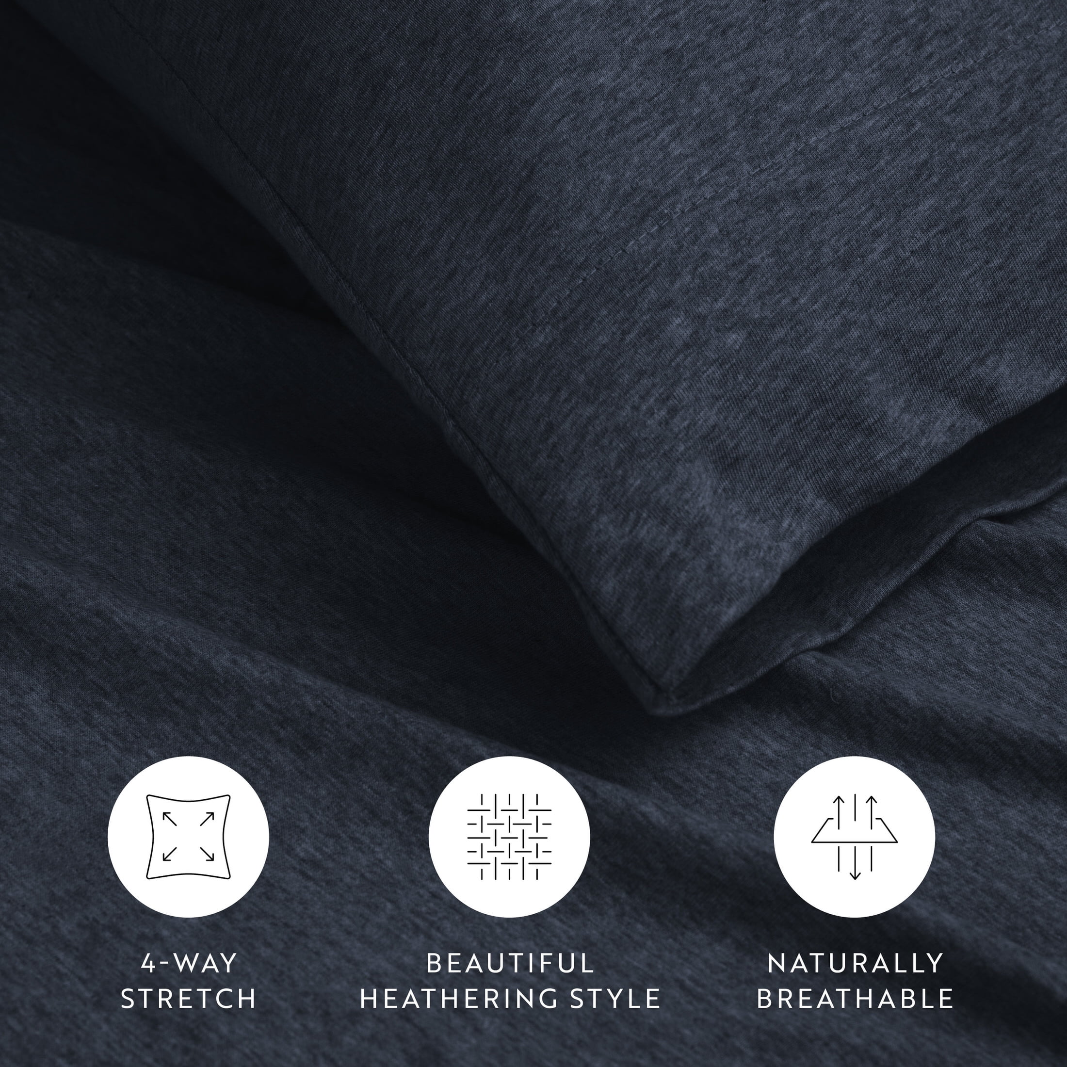 Noble Linens 4 Piece Jersey Knit 100% Cotton Sheet Set, Navy, King