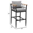 thumbnail image 5 of Kai 26 Inch Patio Counter Height Bar Stool, Aluminum Frame, Gray and Black - Saltoro Sherpi, 5 of 5