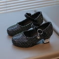 thumbnail image 2 of Staki Pearl Shoes Girls Dress Shoes Mary Jane Wedding Party Heel Glitter Bow Princess Flower Shoes for Kid Toddler Black,1.5 Big Kid, 2 of 8