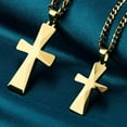 thumbnail image 4 of MJ Metals Jewelry Tungsten Carbide Small Gold Plated Cross Pendant Necklace 22" Stainless Steel Narrow Cuban Chain, 4 of 7