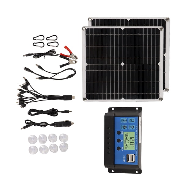 Juego De Controlador De Panel Solar, Kit De Panel Solar De Seguridad Profesional 50W 2 Salida USB Para Acampar Para Montañismo Para Ciclismo