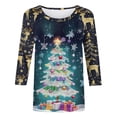 thumbnail image 4 of LiMoi Women's Three Quarter Sleeve Round Neck Top for Festive Season with Unique Tree Print Casual Tees Tshirts Shirts and Blouse My Items, 4 of 5