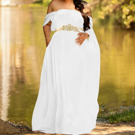 

NIUREDLTD Maternity Clothes Feeding Dress Supplier Maternity Dress Women Lace Shoulders Half Circle Gown Trailing Photoshoot Dress
