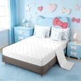thumbnail image 3 of Erosebridal Blue Ribbon Bowknot Kids 7pcs Bedding Comforter Set,Kawaii Bowtie Cute Geometric Rhombus Queen Bedding Sets For Girls,Reversible, 3 of 7