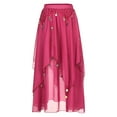 thumbnail image 6 of Kaerm Women's Bell Dance Chiffon Skirt with Coin Tribal Folk Dance Swing Dress Belly Dancewear Hot Pink One Size, 6 of 8