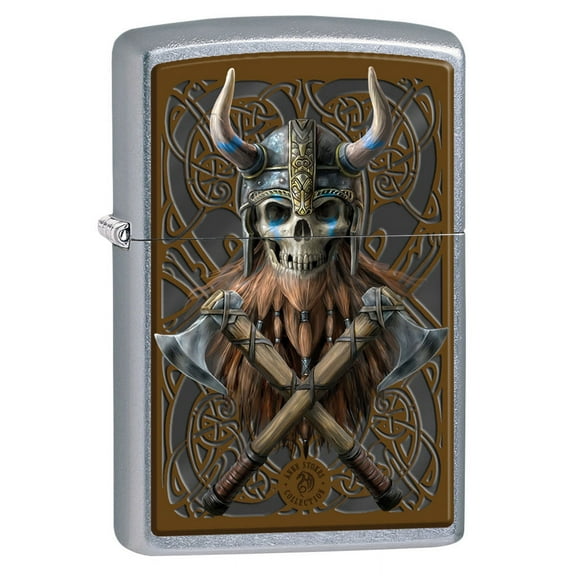 Zippo Lighter: Anne Stokes Viking Warrior Skull - Street Chrome 80886