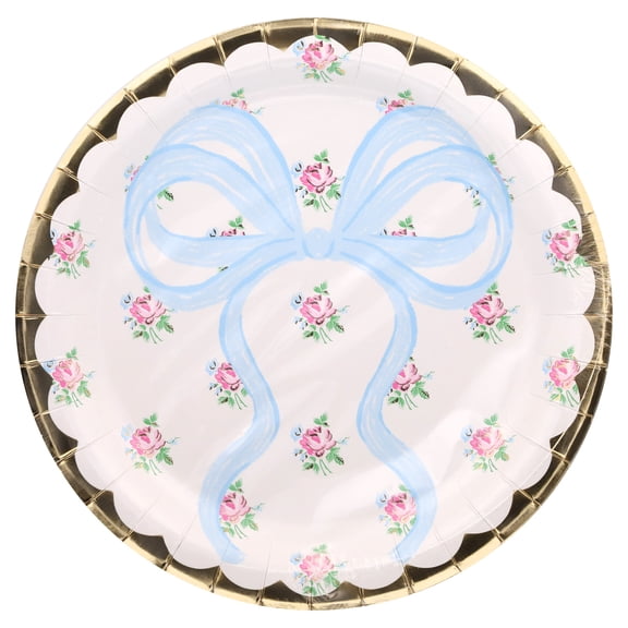 Flowers and Bows Disposable Paper Party Plates, 9", Multicolor, 8 Count, by Way To Celebrate