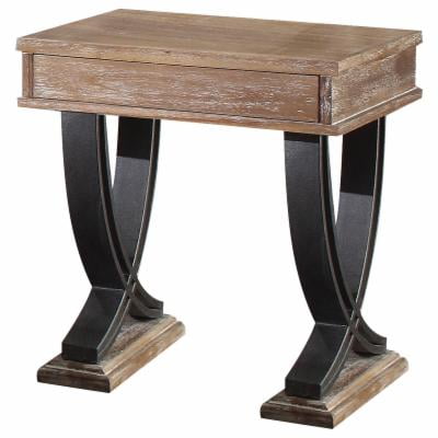 ACME Pellio End Table in Antique Oak & Black 83057