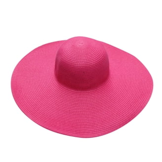 Funcredible Pink Wide Brim Beach Hats with Heart Shaped 