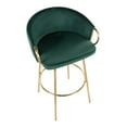 thumbnail image 3 of LumiSource Gold Metal, Green Velvet Claire 30" Fixed-Height Bar Stool - Set of 2, 3 of 8
