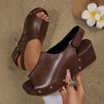thumbnail image 6 of ShiShine Women's Platform Wedge Sandals Comfortable Peep-Toe Cork Casual Dressy Summer Lightweight Shoes For All Day Wear, 6 of 9