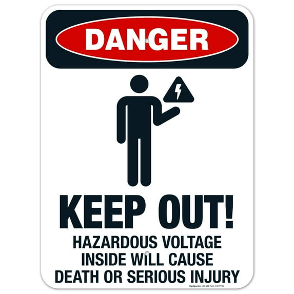 Keep Out Hazardous Voltage Inside Will Cause Death Sign, OSHA Danger Sign, 18x24 Aluminum