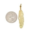 thumbnail image 2 of 14K Solid Yellow Gold Feather Charm Pendant 1.81 in, 2 of 4