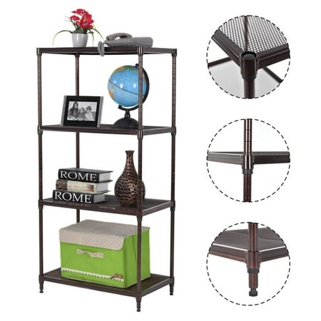 Mesh Shelf - Costway 23''x13''x48'' 4 Layer Steel Storage Rack Shelf Mesh Organizer Home Kitchen