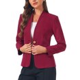 thumbnail image 4 of INSPIRE CHIC Blazers for Women Business Casual Lightweight Collarless Single Breast Long Sleeve Blazer Jacket with Pockets L Wine Red, 4 of 5
