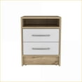 thumbnail image 4 of White/Light Oak 2-Drawer Nightstand with Storage for Bedroom, 4 of 8