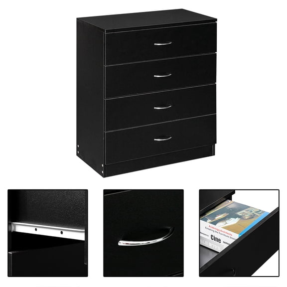 4 Drawer Modern Dresser, Black Chest of Drawers for Bedroom,Closet Dressers with Drawers for Living Room, Entryway, Hallway