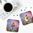 thumbnail image 4 of Lsque Sky Sunflower Skull Pattern 4" Drink Coasters Set of 4, PVC Leather Absorbent Coasters, Table Coaster Set Decorative Coffee Cup Coasters Housewarming Gift -Square, 4 of 6