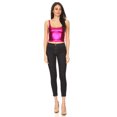thumbnail image 5 of Sakkas Women's Stretchy Sleeveless Liquid Metallic Club Crop Tank Top Made in USA - Fuchsia - Medium, 5 of 5