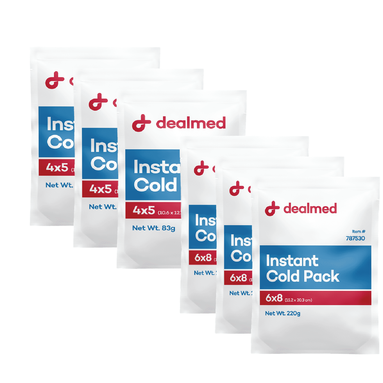 Dealmed Instant Cold Pack, 6" x 8" | Disposable Packs for Helping Injuries, Swelling, Headaches, Soreness (Case of 24)