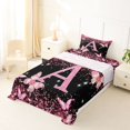 thumbnail image 5 of Manfei Pink Butterfly Twin Sheets,Girls Personalized Letter A Bedding,3-Piece, 5 of 6