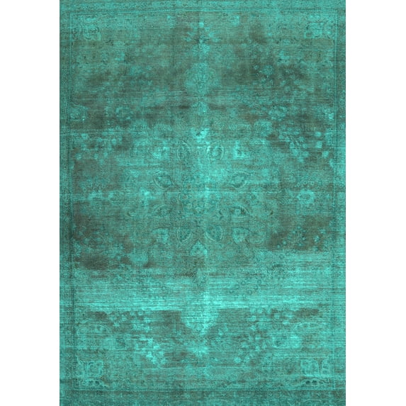 Ahgly Company Indoor Rectangle Abstract Turquoise Blue Contemporary Area Rugs, 5' x 8'