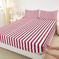 thumbnail image 3 of Manfei Stripes Lines Full Size Sheets,Modern Geometric Aesthetic Bed Sheets,Red Black White Sheet Sets For Children,Microfiber Bedroom Decor,4-Piece, 3 of 7