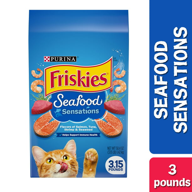 Friskies Dry Cat Food Seafood Sensations 3.15 lb. Bag