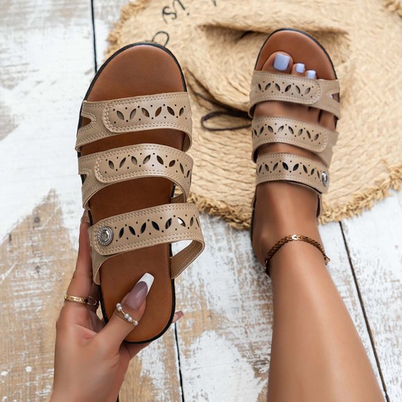 Nude Flat Sandals Women's Flat Shoes Ladies Beach Sandals Summer Non-Slip Causal Slippers Greek Sandals Women on Clearance