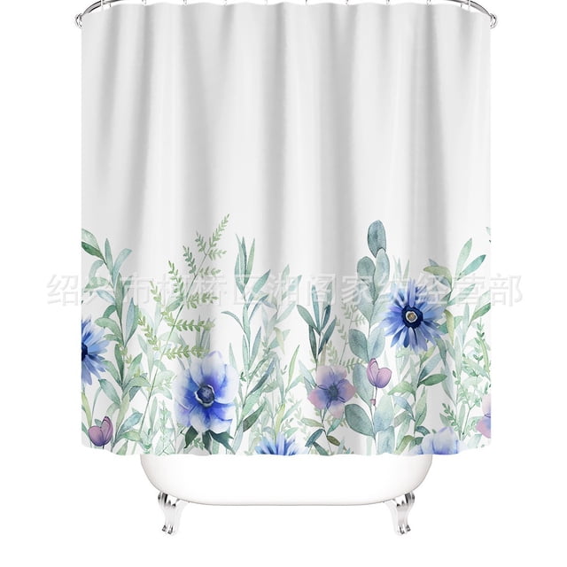 Cortina de baño, cortina de ducha de plantas verdes, impermeable y a prueba de moho, impresión digital 3D, partición de cortina de baño de bosque, no requiere perforación, XTL20, 120*180