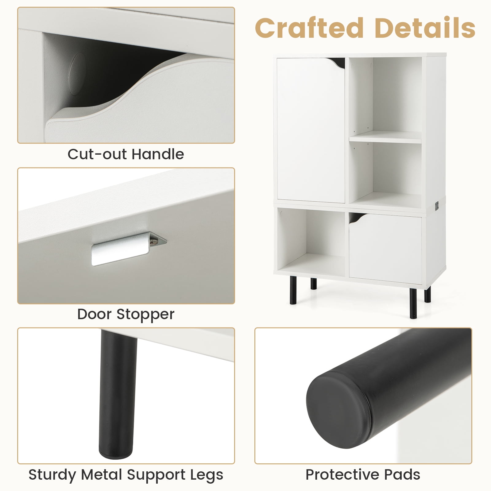 Giantex 5 Cube Stackable Bookcase, Combination Storage Organizer, Cabinet w/Adjustable Shelf