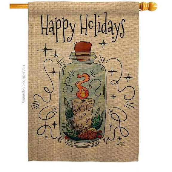 Angeleno Heritage 28 x 40 in. Sparkle Happy Holidays House Flag with Winter Christmas Double-Sided Decorative Vertical Flags Decoration Banner Garden Yard Gift