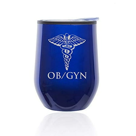 

Stemless Wine Tumbler Coffee Travel Mug Glass With Lid OB GYN Obstetrics And Gynecology (Blue)